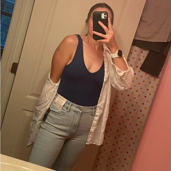 Abercrombie & Fitch Dark Teal Seamless Vneck Bodysuit - Picture 6 of 8